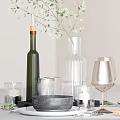 Elegant Tableware Set With Glass Vase Bottle Candle Holders And Goblets