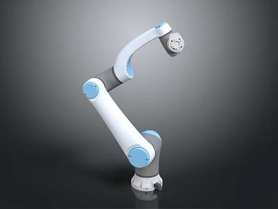 Intelligent Robotic Arm With White And Blue Flexible Joints For Precision Operation 3d model