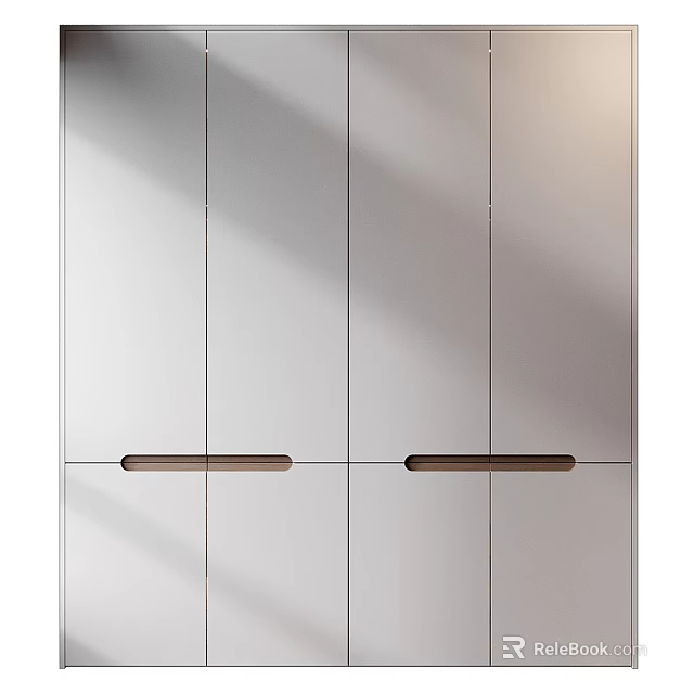 Modern Minimalist Wardrobe With Sleek White Panels And Wooden Handles Design 3d model 