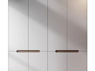 Modern Minimalist Wardrobe With Sleek White Panels And Wooden Handles Design 3d model