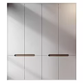 Modern Minimalist Wardrobe With Sleek White Panels And Wooden Handles Design