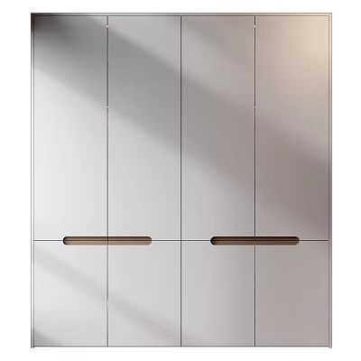 Modern Minimalist Wardrobe With Sleek White Panels And Wooden Handles Design 3d model