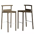 Modern Wooden Bar Stools With Light And Dark Wood Tones And Metal Footrests