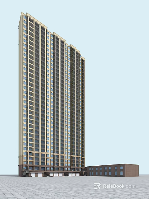 Modern High Rise Residential Building With Contemporary Exterior And Glass Windows 3d model 