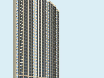 Modern High Rise Residential Building With Contemporary Exterior And Glass Windows 3d model