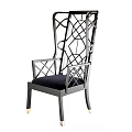 Modern Black Outdoor Chair With Metal Frame And Woven Backrest Design