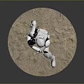 Game Movie Character White Armor Soldier Holding Rifle In Standing Pose On Round Base