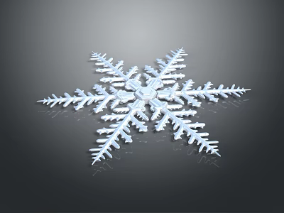 Intricate Snowflake Sculpture Carving in White with Detailed Design and Reflective Surface 3d model