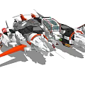 Detailed Futuristic Mech Model Featuring White Orange Black Design Cockpit And Weapons