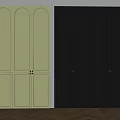 Light Green And Black Arched Panel Design Modern Interior Closet Wardrobe Doors
