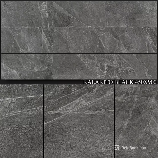 Kalakito Black 450x900 Tiles With Natural Vein Texture For Interior Design 3d model 