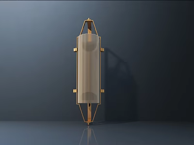 Modern Brass Wall Lamp With Geometric Metal Frame And Transparent Lampshade Design 3d model
