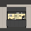 Modern Sideboard Design With Black Gray Cabinets LED Lighting And Open Storage Shelves