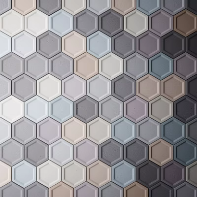 Wall With Hexagonal Tiles In Various Colors Neatly Arranged Geometric Pattern Design 3d model
