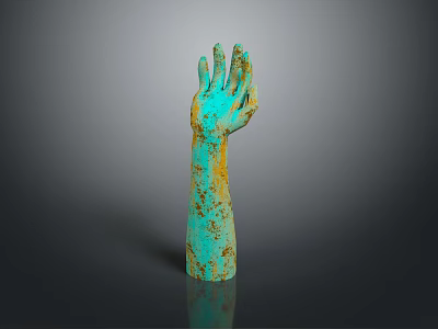 Turquoise Arm Sculpture With Yellow Rust Patina And Artistic Design 3d model