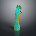 Turquoise Arm Sculpture With Yellow Rust Patina And Artistic Design