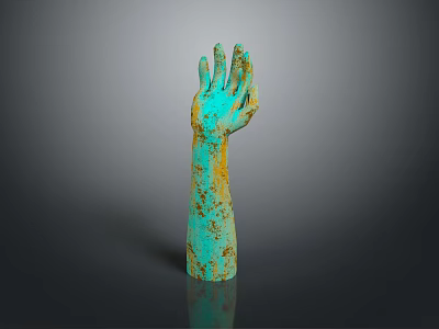 Turquoise Arm Sculpture With Yellow Rust Patina And Artistic Design 3d model