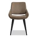 Modern Light Gray Padded Leisure Chair With Black Metal Legs And Ergonomic Backrest