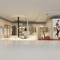 Modern Clothing Store Interior With Clothes Racks Model Poster And Floor Decor Elements 3d model