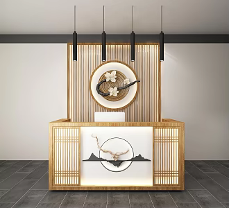New Chinese Reception Desk Cashier 3d model