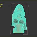 Blonde Woman Bust Sculpture Wearing Black Bikini With Yellow Base On Dark Background