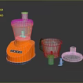 Orange Food Processor With Transparent Cups Lid And Accessories For Home Kitchen