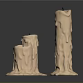 Artistic Sculpture Carving Design of Cream Colored Candles with Dripping Texture and Various Heights
