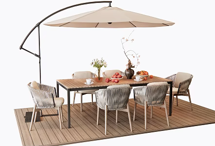 Modern Outdoor Table and Chair Outdoor Dining Table and Chair Leisure Table and Chair Rattan Outdoor Chair Courtyard Leisure Table and Chair 3d model