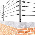 Building Exterior Wall Featuring Brick Construction Concrete Top And Cable Railing System 3d model