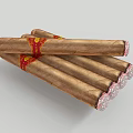 Well Rolled Brown Cigars With Red Labels And Gold Patterns White Tips