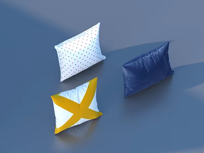 Stylish Decorative Pillows With Colorful Dot Navy Blue And Yellow Cross Patterns 3d model
