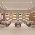Elegant Modern Beauty and Hair Salon Interior With Reception Desk Sofa Area And Plants