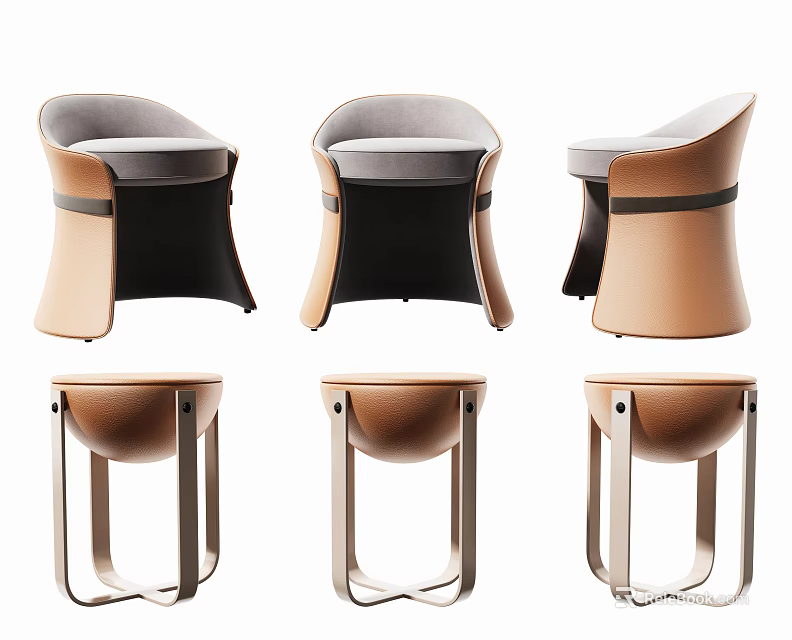 Modern Accent Chair Design With Leather Upholstery And Metal Legs In Stylish Colors 3d model 