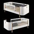 White Wooden Kids Bed With Guard Rails Mattress And Comfortable Pillow