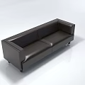 Simple Modern Double Seater Sofa With Black Leather Upholstery And Rolling Casters 3d model