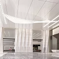 Modern Sleek Office Lobby Reception With Polished Marble Decor And Exquisite Creative Art Ceiling Lighting