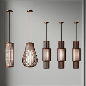 New Chinese Chandelier Bar Counter Front Desk Chandelier Restaurant Small Chandelier Wooden Chandelier Wooden Bedside Chandelier Woven Chandelier Single Head 3d model