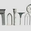 Gothic Architectural Elements Including Arches Columns Window Frames And Circular Ornaments 3d model