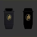 Two Different Colored Trash Bins With Yellow Recycling Symbols For Waste Separation