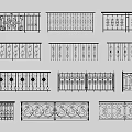 Various Decorative Iron Railing Designs Featuring Intricate Patterns And Styles 3d model