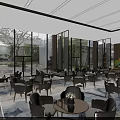 Modern Luxurious Real Estate Sales Office Interior With Marble Sand Table And Large Floor Windows
