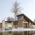 New Chinese Style Post Station Public Building Visitor Center Building Exhibition Hall Small Public Building Cafe Building Post Station Building 3d model