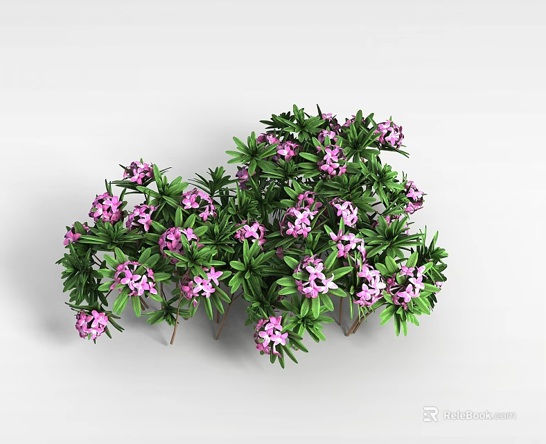 Green Bushes With Purple Flowers Near Modern Storage Lockers Design 3d model 