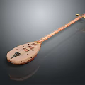 Traditional Wooden String Instrument With Long Neck Circular Body And Tuning Pegs