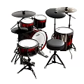 Professional Electronic Drum Kit With Multiple Drums Cymbals And Red Black Stool For Entertainment
