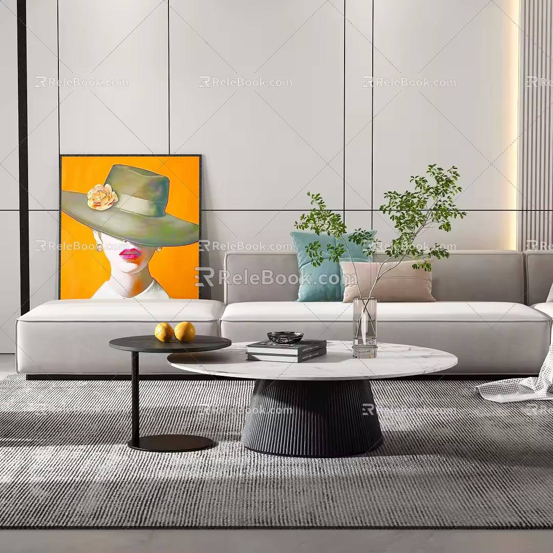 Modern round coffee table combination 3d model