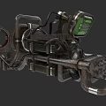 Futuristic Sci Fi Weapon With Metallic Structure Mechanical Components And Green Display Screen