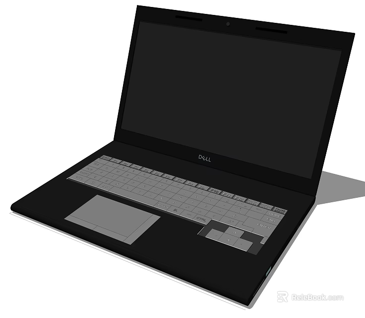 Dell Black Open Laptop with Keyboard Touchpad and Screen 3d model 