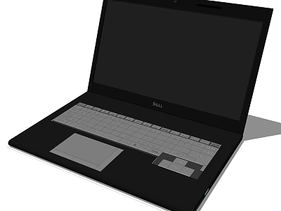 Dell Black Open Laptop with Keyboard Touchpad and Screen 3d model