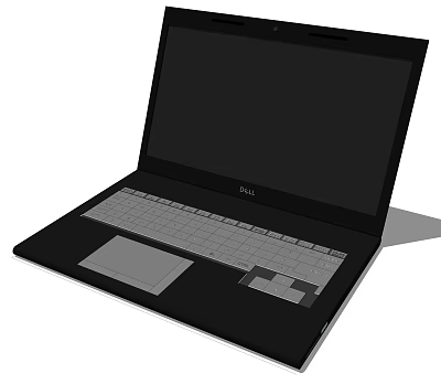 Dell Black Open Laptop with Keyboard Touchpad and Screen 3d model
